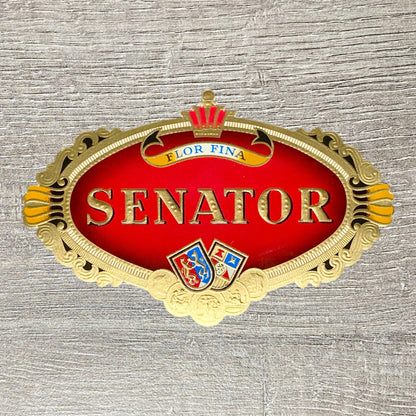 Vintage Flor Fina Senator Cigars Advertising Cigar Box Tobacco Paper Label Gold