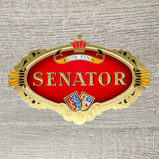 Vintage Flor Fina Senator Cigars Advertising Cigar Box Tobacco Paper Label Gold
