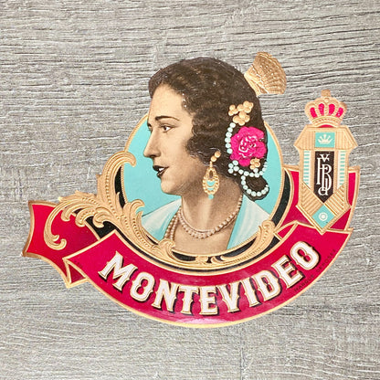 Late 19th Century Montevideo Cigars Advertising Portrait Cigar Box Paper Label