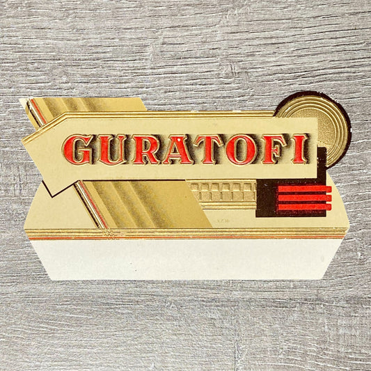 Vintage Guratofi Cigars Advertising Cigar Box Tobacco Paper Label Gold Embossed