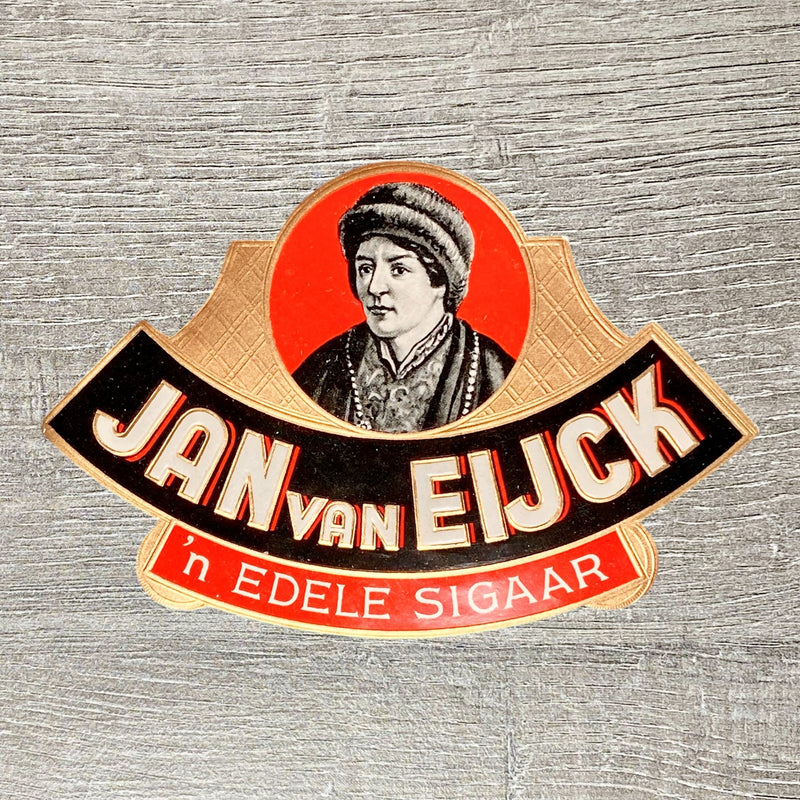 Early 20th Century Jan Van Eijck Cigars Advertising Cigar Box Tobacco Label Gold