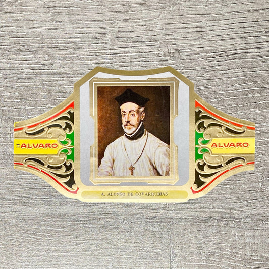 Vintage Álvaro Cigars Advertising Alonso De Covarrubias Cigar Band Paper Label