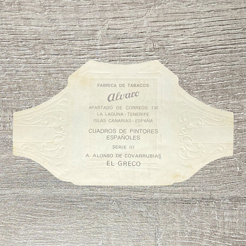 Vintage Álvaro Cigars Advertising Alonso De Covarrubias Cigar Band Paper Label