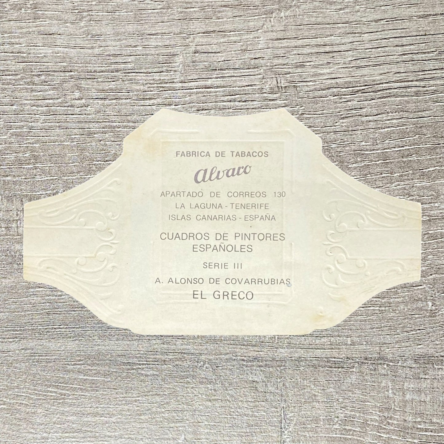 Vintage Álvaro Cigars Advertising Alonso De Covarrubias Cigar Band Paper Label