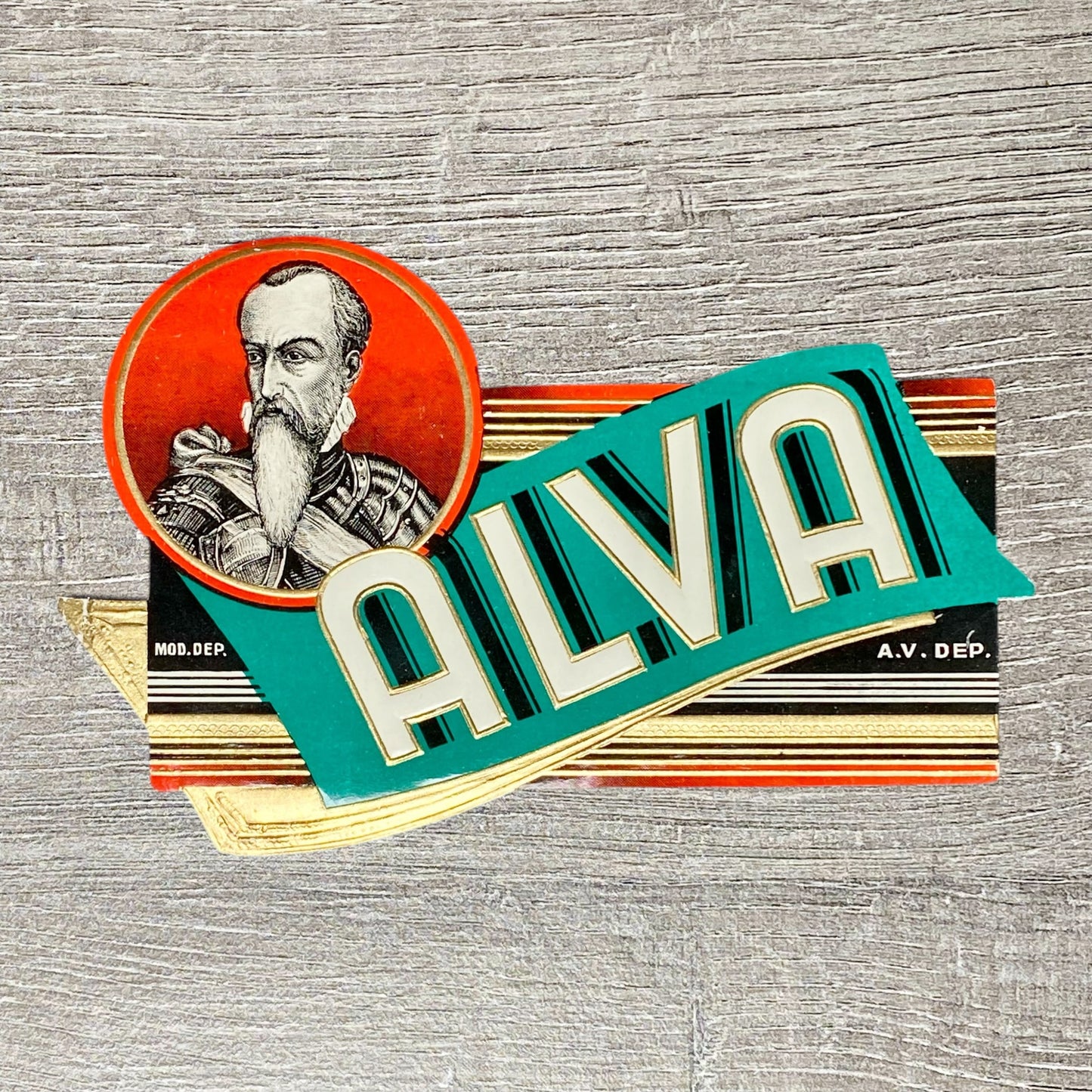 Vintage Alva Cigars Advertising Portrait Cigar Box Tobacco Paper Embossed Label