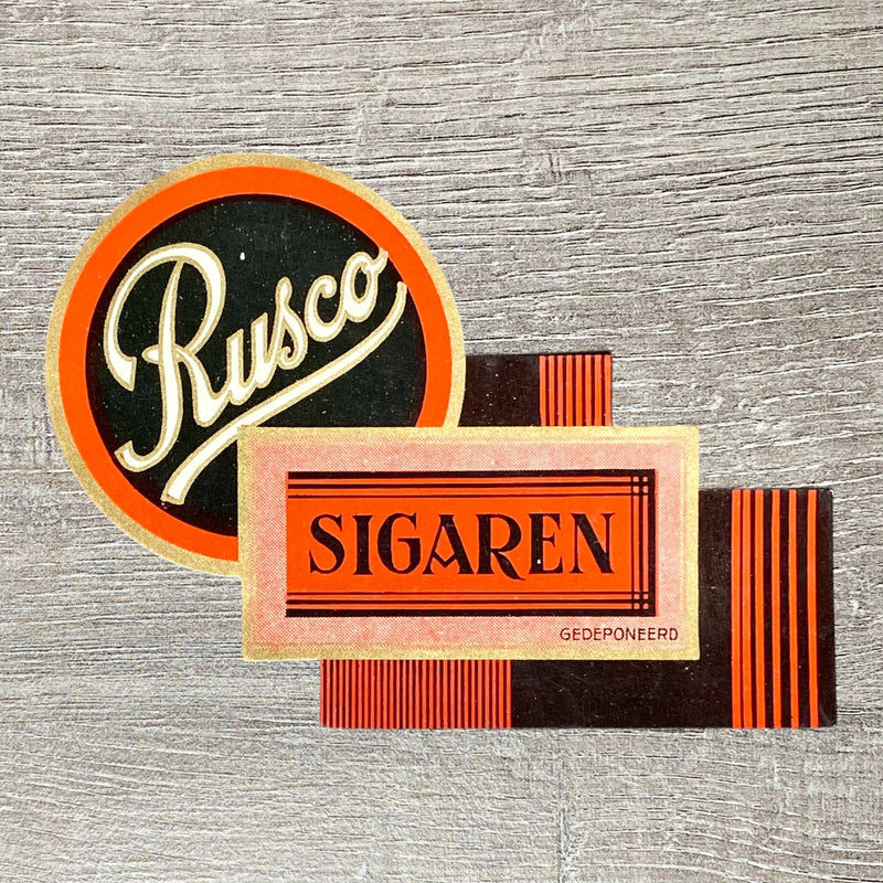 Early 20th Century Rusco Cigars Dutch Advertising Embossed Cigar Tobacco Label