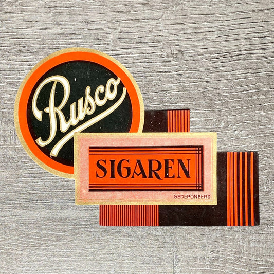 Early 20th Century Rusco Cigars Dutch Advertising Embossed Cigar Tobacco Label