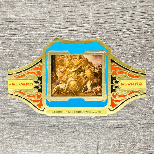 Vintage Álvaro Cigars Tobacco Attack Of The Saracens On Assisi Cigar Band Label