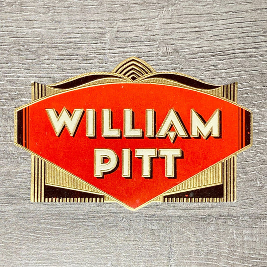 Early 20th Century William Pitt Red Cigars Advertising Tobacco Cigar Box Label