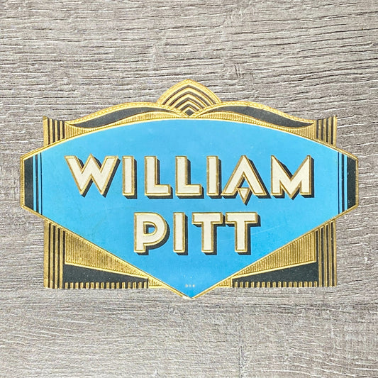 Early 20th Century William Pitt Blue Cigars Advertising Tobacco Cigar Box Label