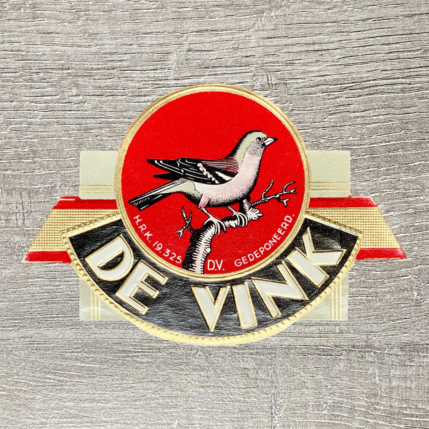 Early 20th Century De Vink Cigars Advertising Dutch Tobacco Cigar Box Label Gold