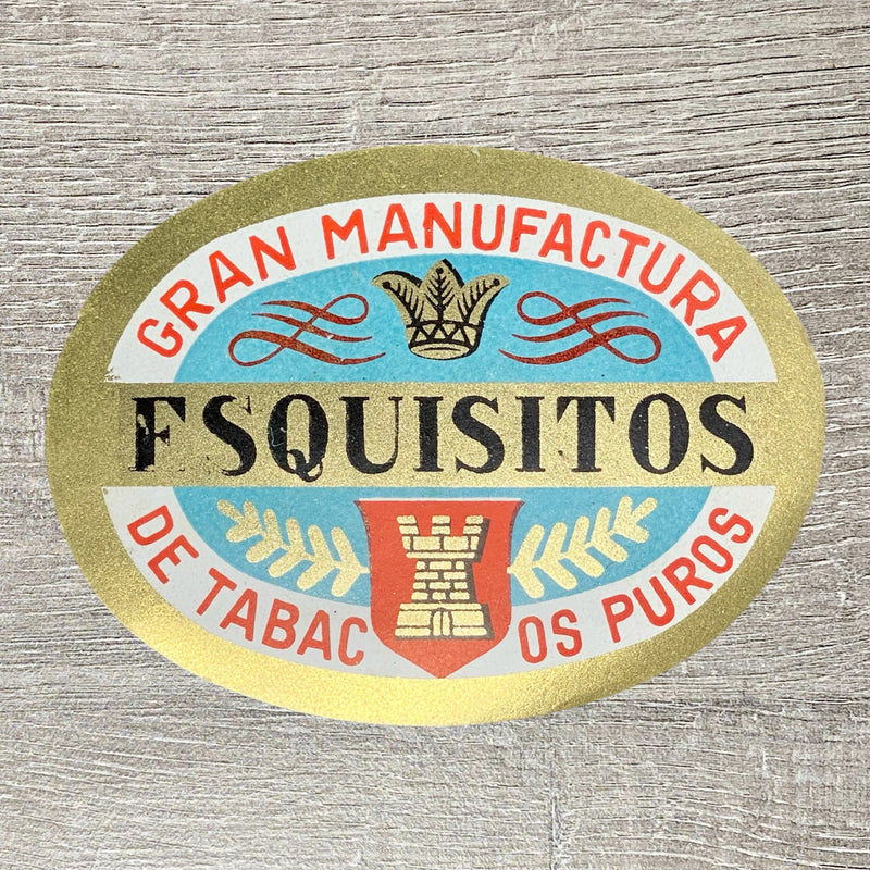 Early 20th Century Esquisitos Cigars Advertising Tobacco Cigar Box Label Gold