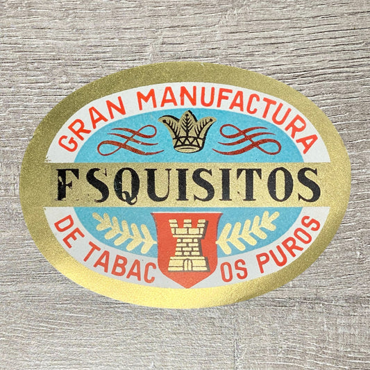 Early 20th Century Esquisitos Cigars Advertising Tobacco Cigar Box Label Gold