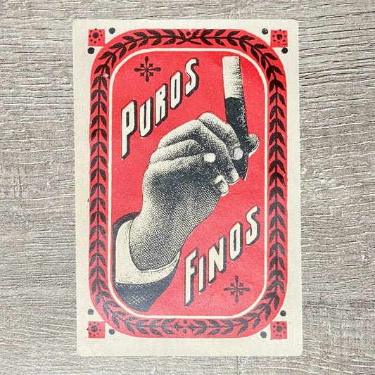 Early 20th Century Puros Finos Fine Cigars Advertising Cigar Box Paper Label