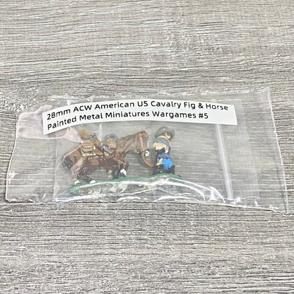 28mm ACW American US Cavalry Fig & Horse Painted Metal Miniatures Wargames #5