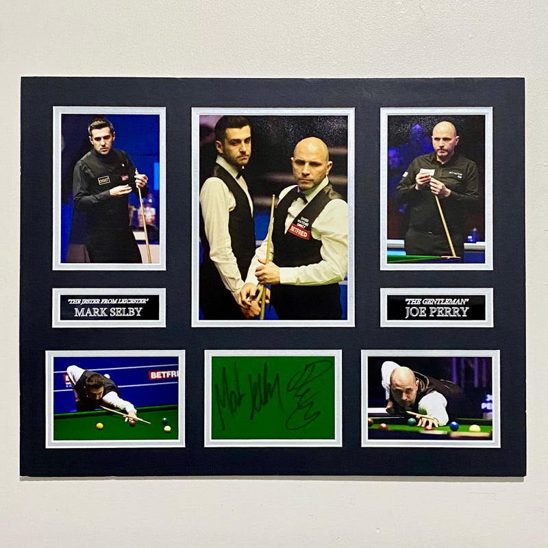 Mark Selby & Joe Perry Professional Snooker Players Signed Mounted Display Rare