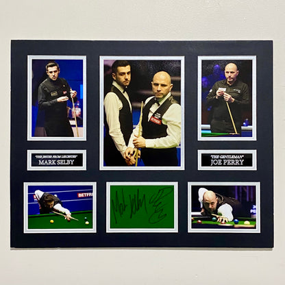 Mark Selby & Joe Perry Professional Snooker Players Signed Mounted Display Rare
