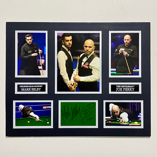 Mark Selby & Joe Perry Professional Snooker Players Signed Mounted Display Rare