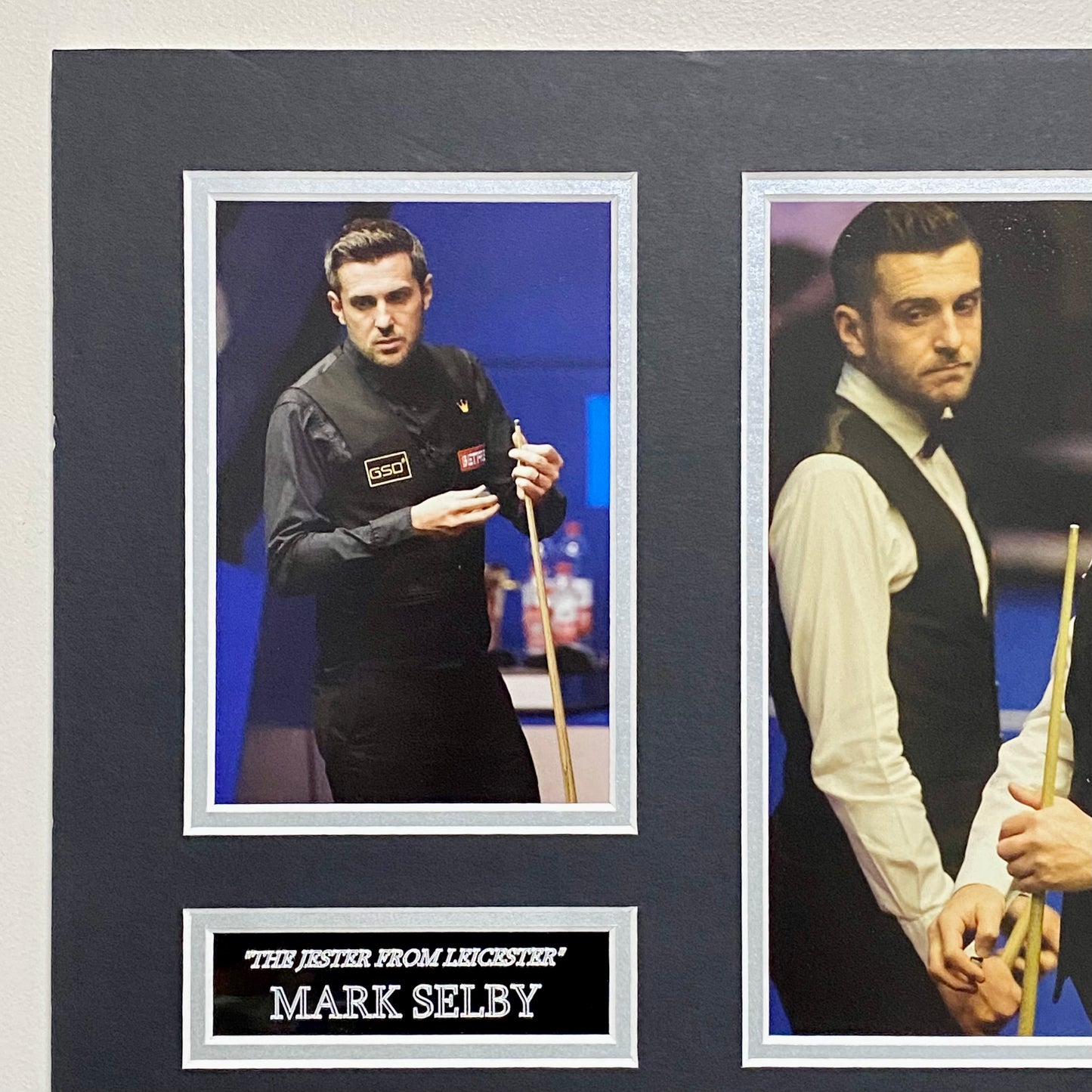 Mark Selby & Joe Perry Professional Snooker Players Signed Mounted Display Rare