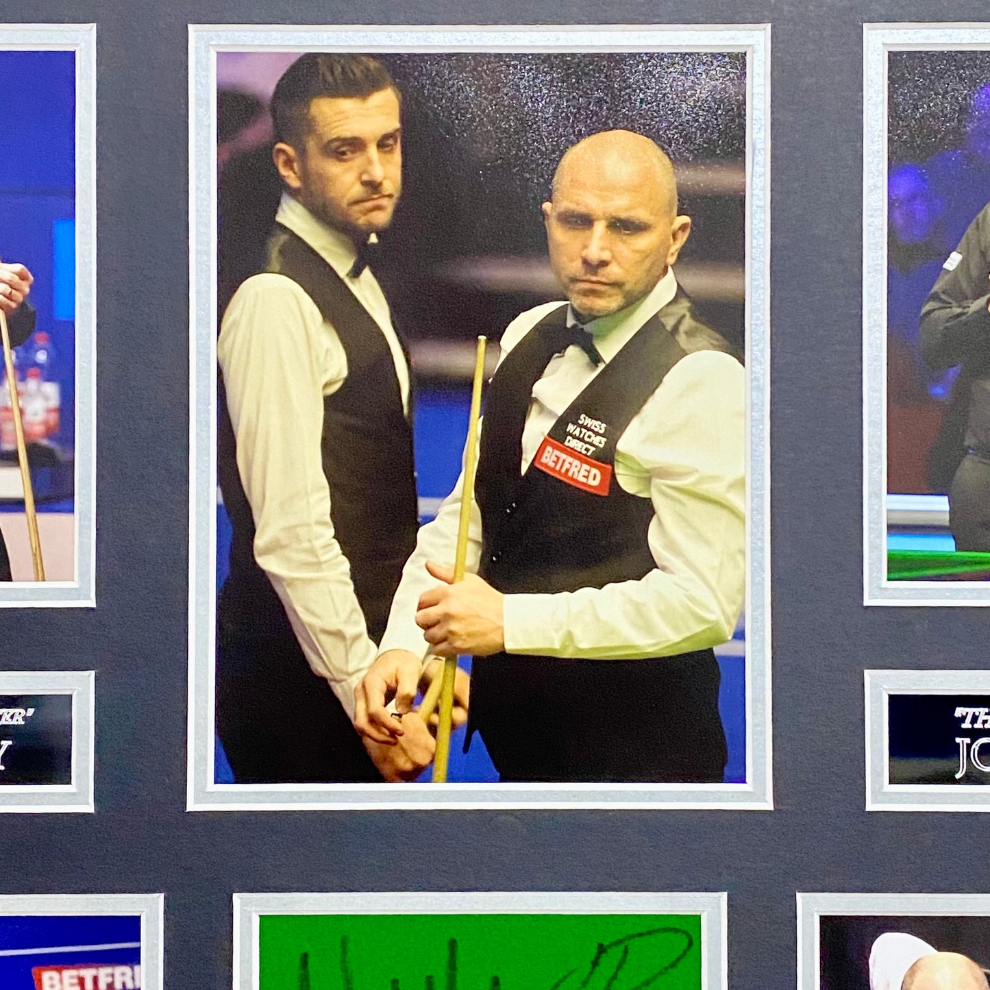 Mark Selby & Joe Perry Professional Snooker Players Signed Mounted Display Rare