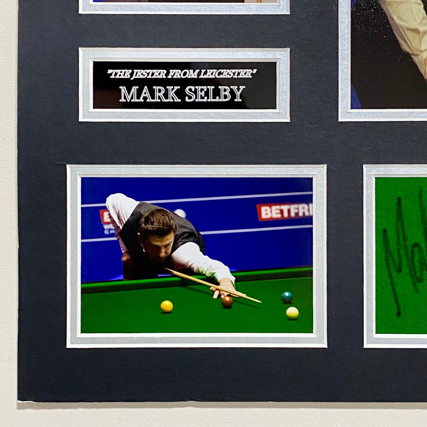 Mark Selby & Joe Perry Professional Snooker Players Signed Mounted Display Rare