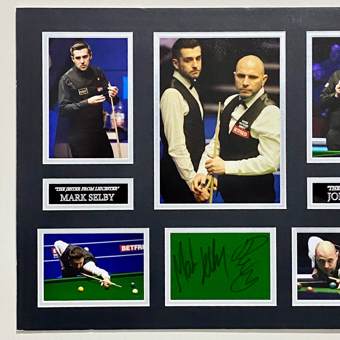 Mark Selby & Joe Perry Professional Snooker Players Signed Mounted Display Rare