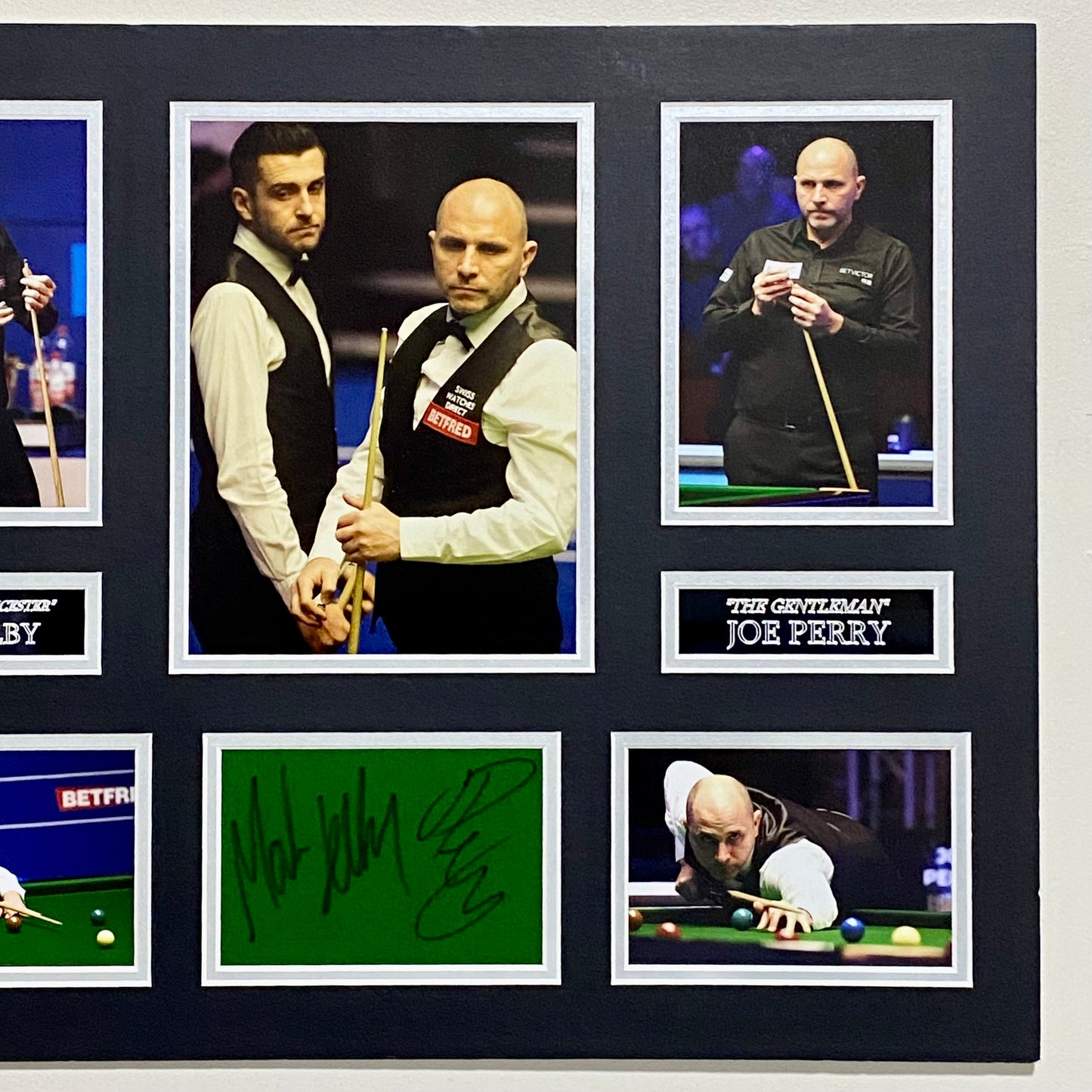 Mark Selby & Joe Perry Professional Snooker Players Signed Mounted Display Rare