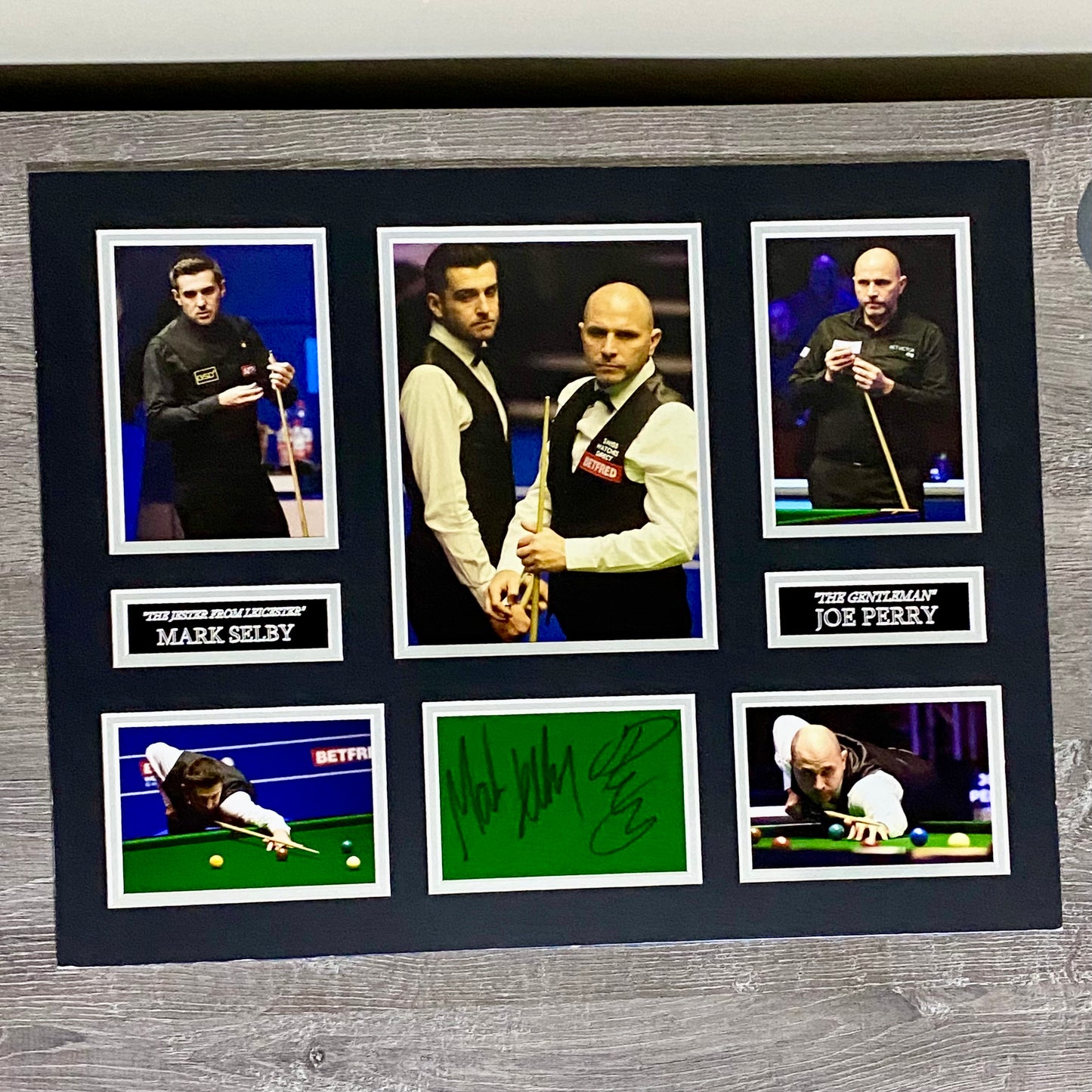 Mark Selby & Joe Perry Professional Snooker Players Signed Mounted Display Rare