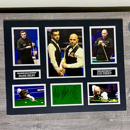 Mark Selby & Joe Perry Professional Snooker Players Signed Mounted Display Rare