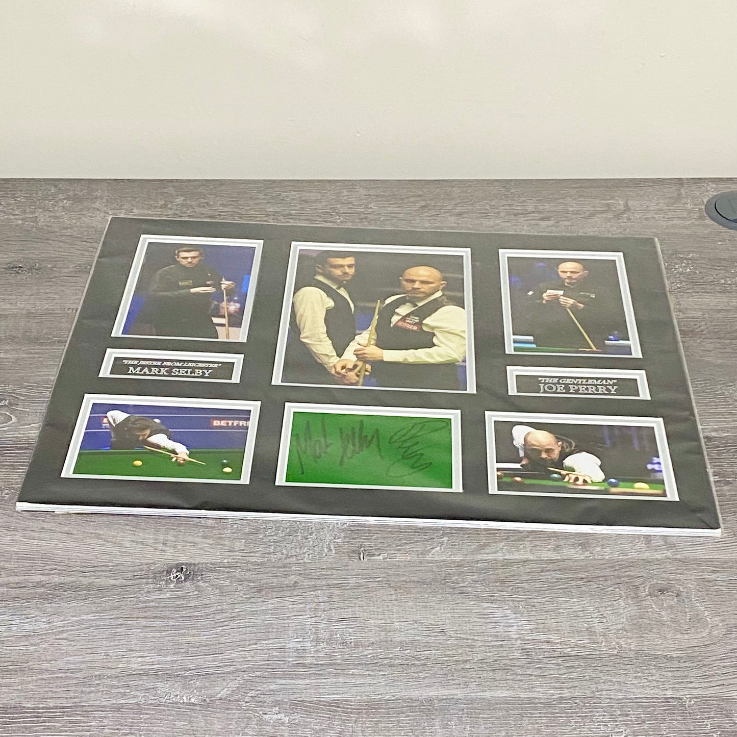 Mark Selby & Joe Perry Professional Snooker Players Signed Mounted Display Rare