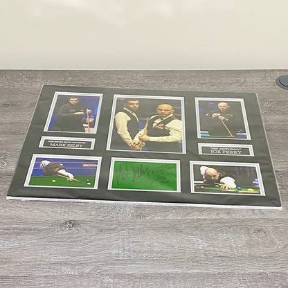 Mark Selby & Joe Perry Professional Snooker Players Signed Mounted Display Rare