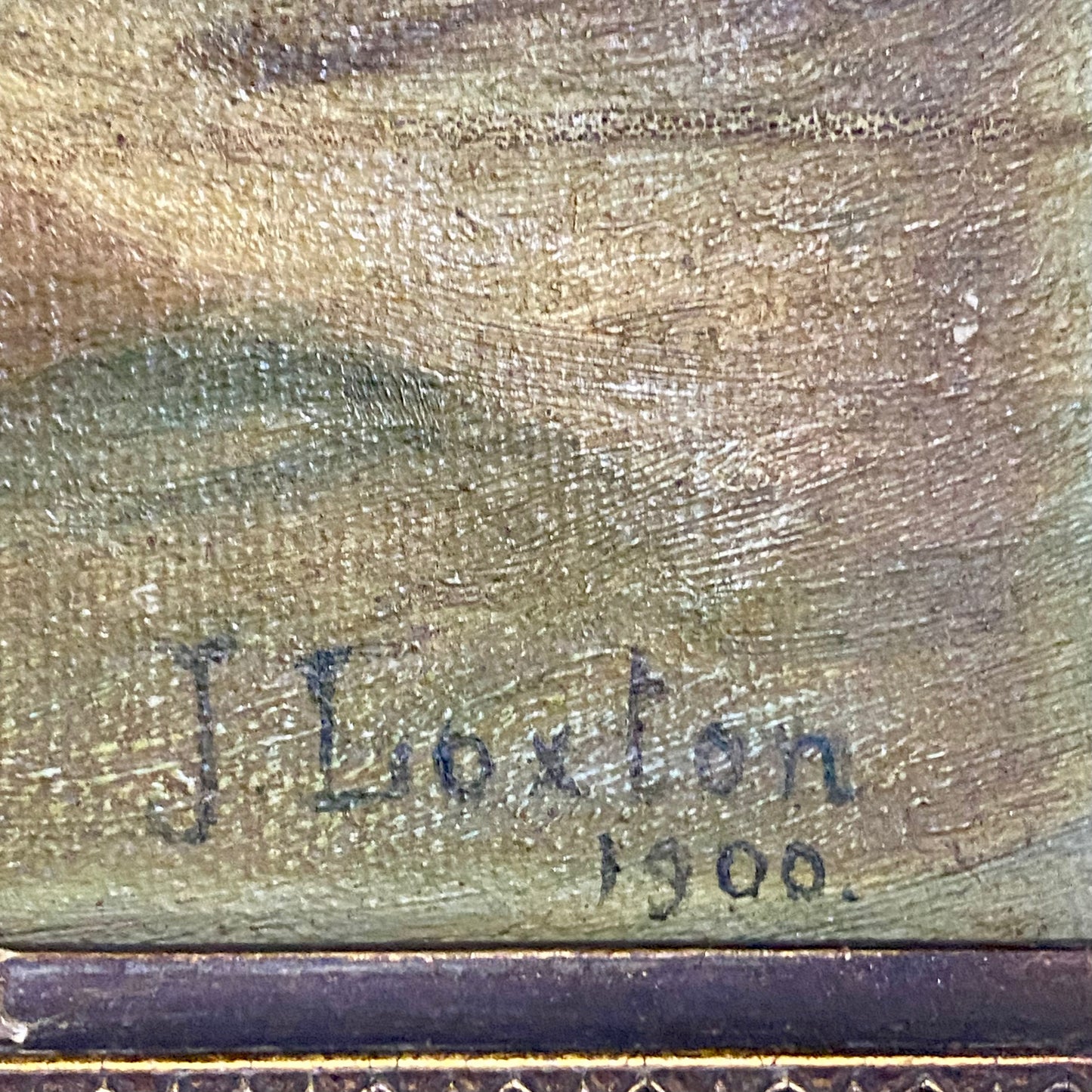 Antique Victorian People Rowing Boat & Dogs Oil On Canvas Signed J Loxton 1900