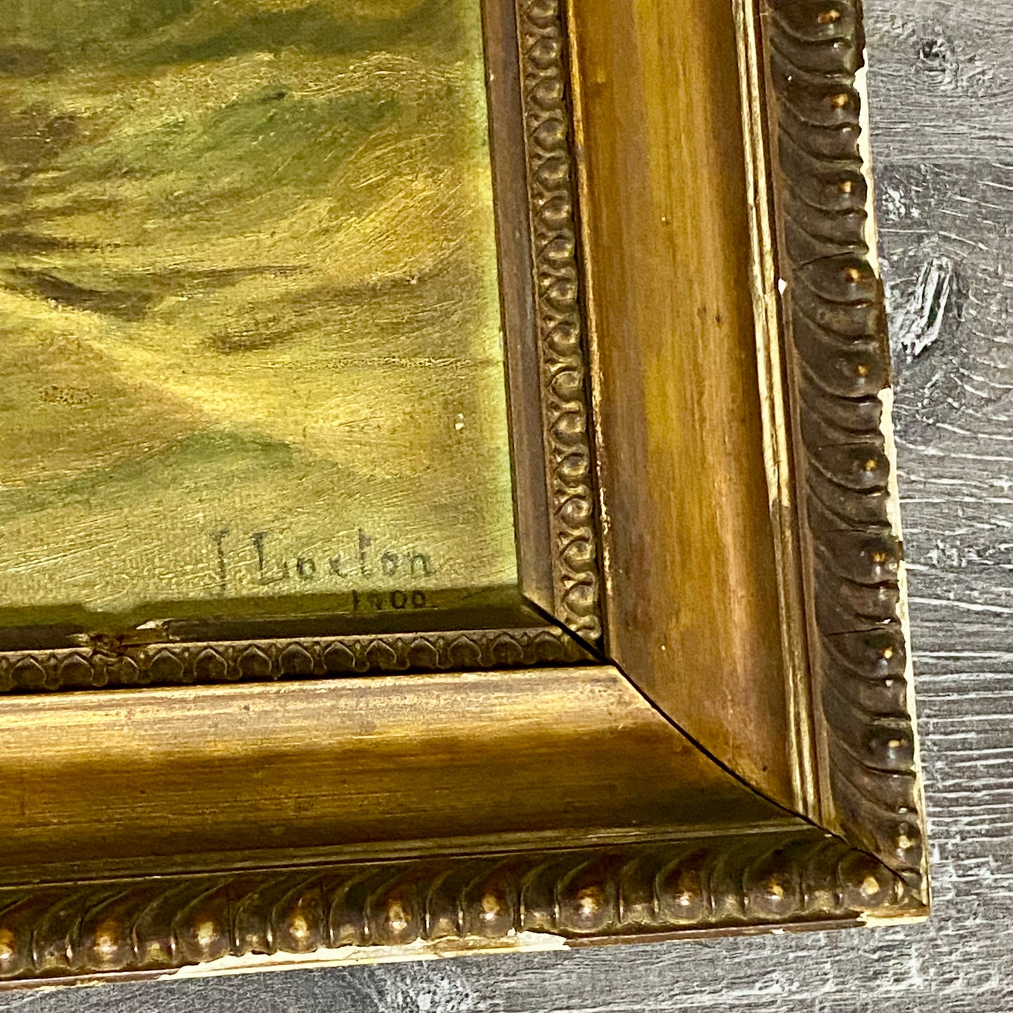 Antique Victorian People Rowing Boat & Dogs Oil On Canvas Signed J Loxton 1900
