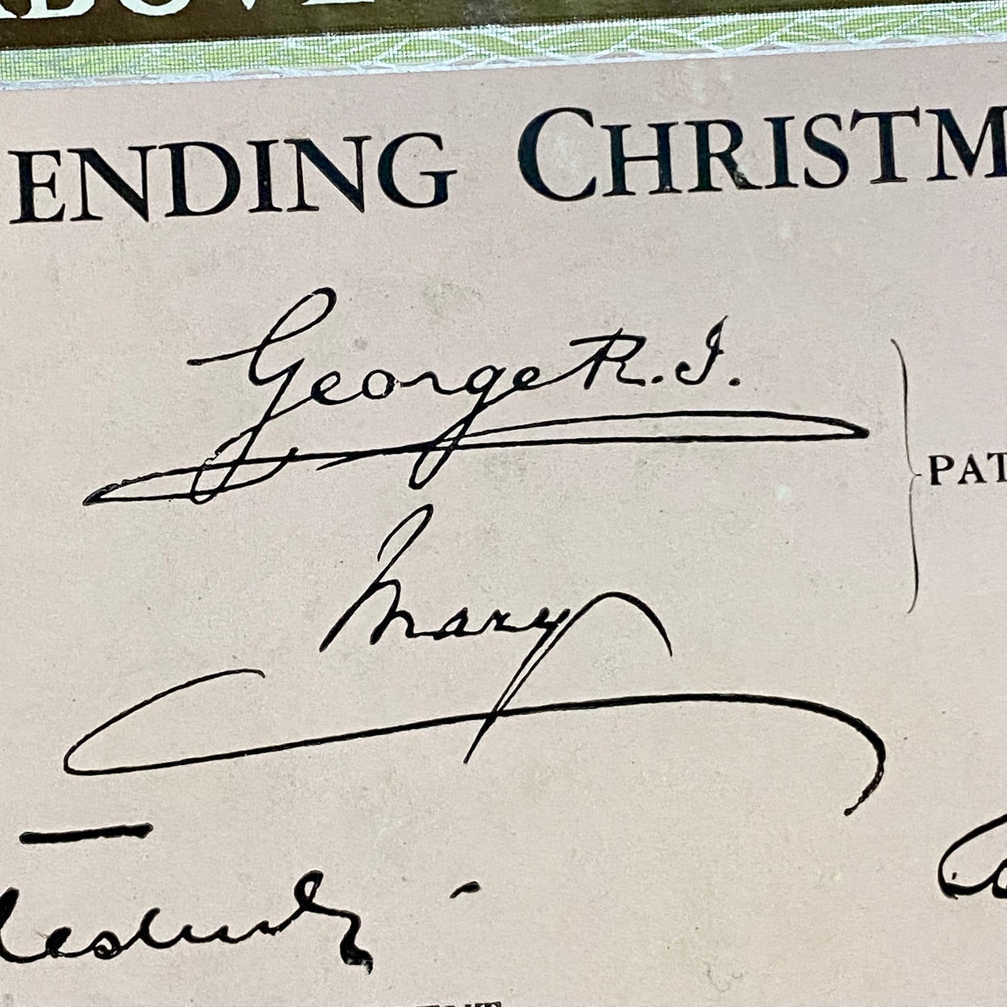 Rosemary Mission Shaftesbury Society 1934 Certificate On Board Signed George V