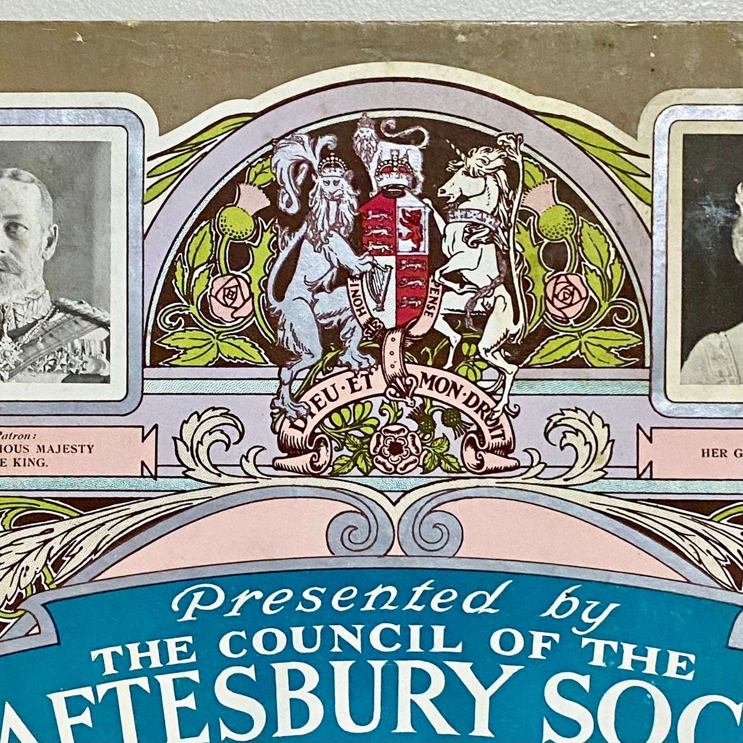 Rosemary Mission Shaftesbury Society 1934 Certificate On Board Signed George V