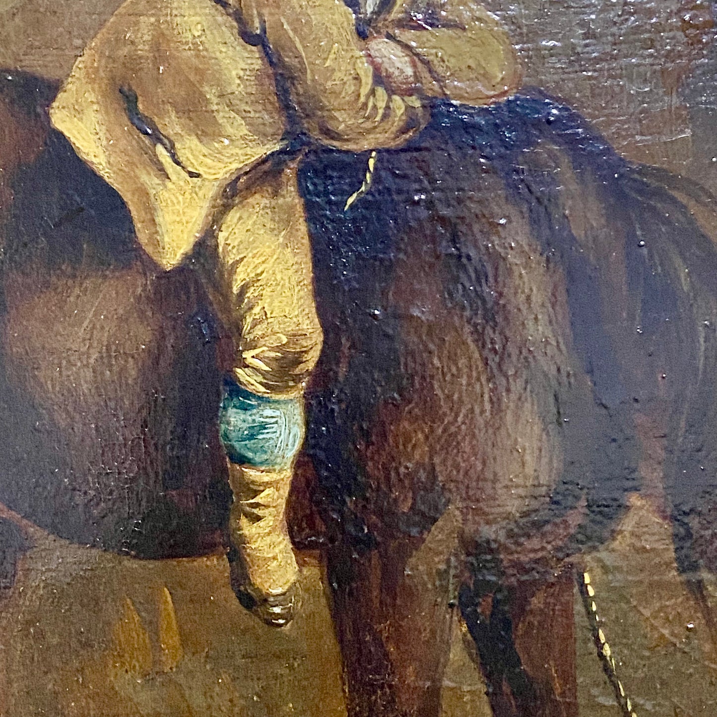 Late 18th Century Boy On Horse Drinking Oil On Canvas Signed George Morland Rare