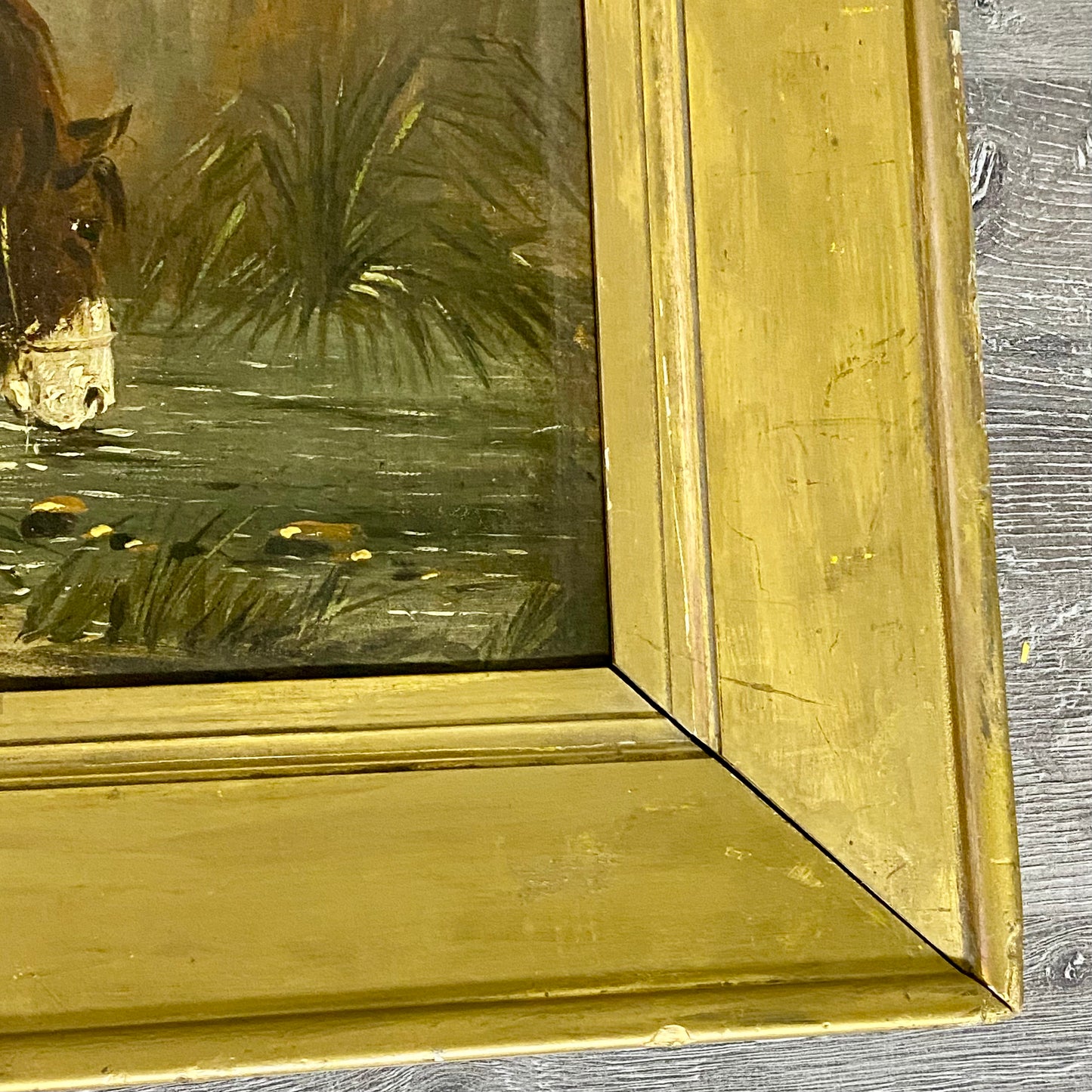 Late 18th Century Boy On Horse Drinking Oil On Canvas Signed George Morland Rare