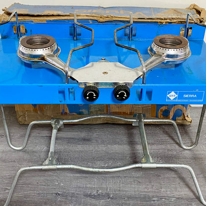 Vintage Campingaz Sierra 2 Burner Camping Stove Portable Gas Cooker & Box