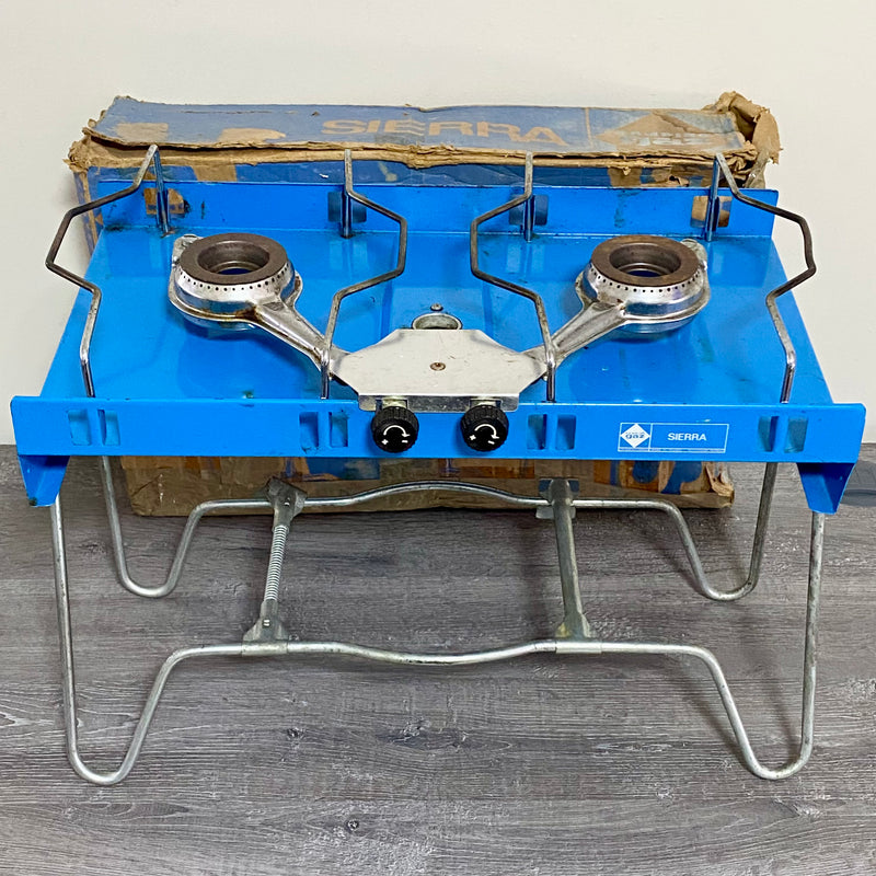 Vintage Campingaz Sierra 2 Burner Camping Stove Portable Gas Cooker & Box