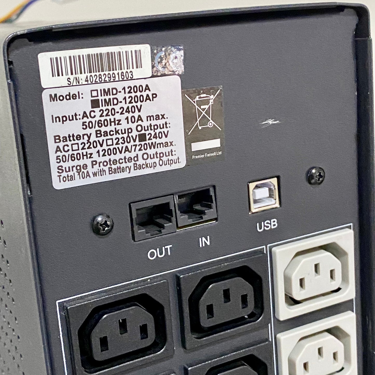 Powercom Imperial IMD-1200AP UPS Cracked Facia Spares & Repairs Sold As Seen