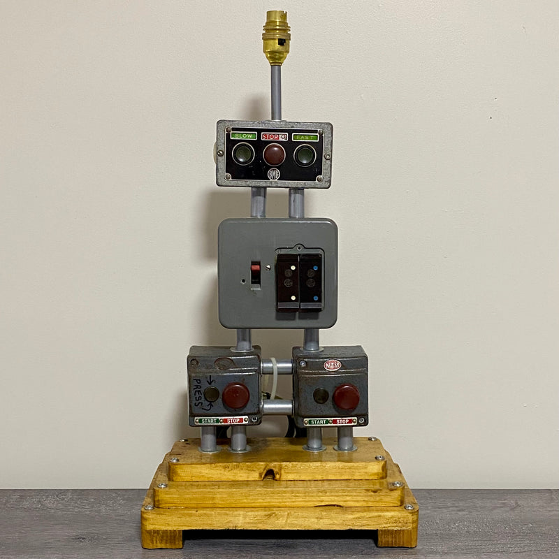 Vintage Electrical Box Steampunk Light Lamp Art Deco Custom Wooden Base Rare