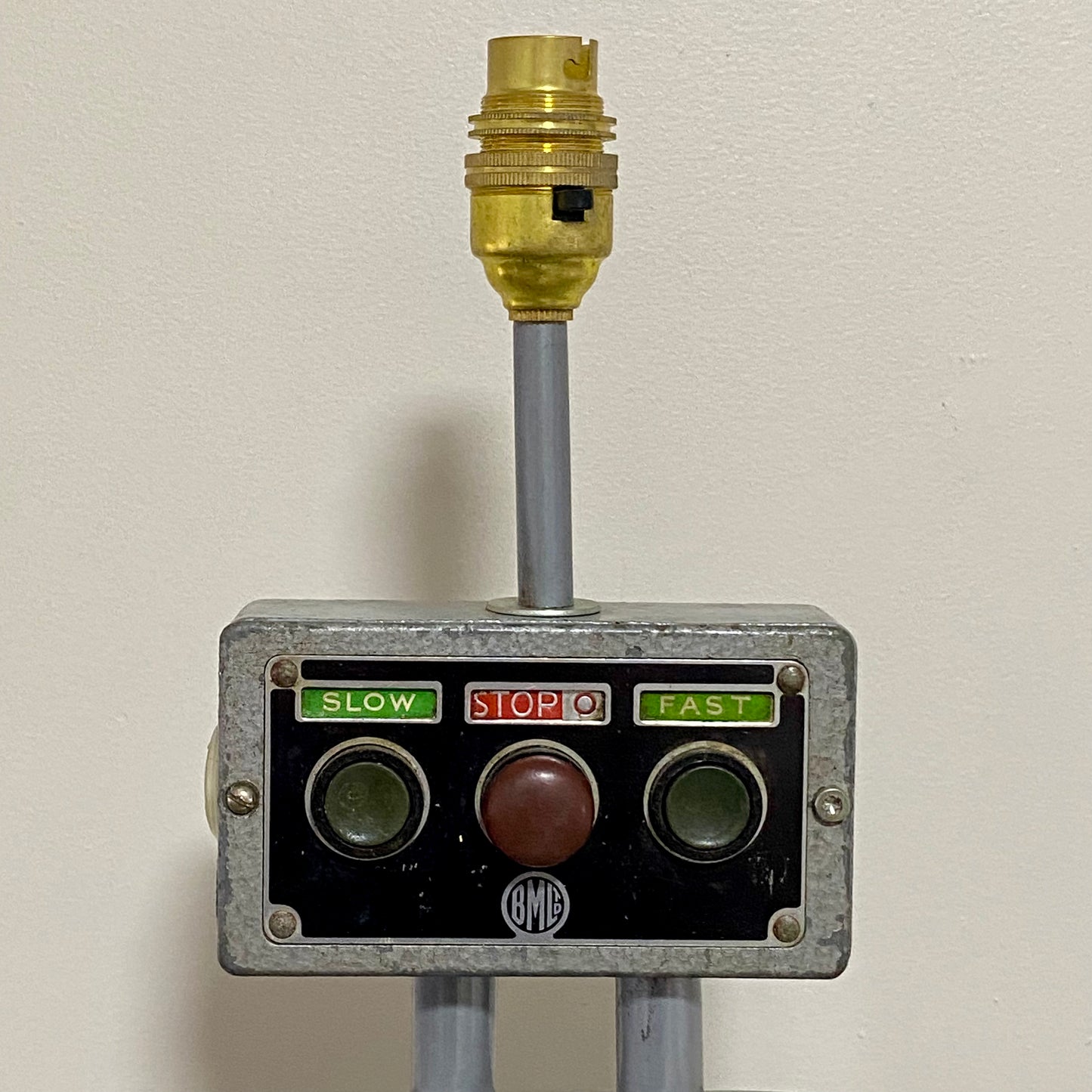 Vintage Electrical Box Steampunk Light Lamp Art Deco Custom Wooden Base Rare