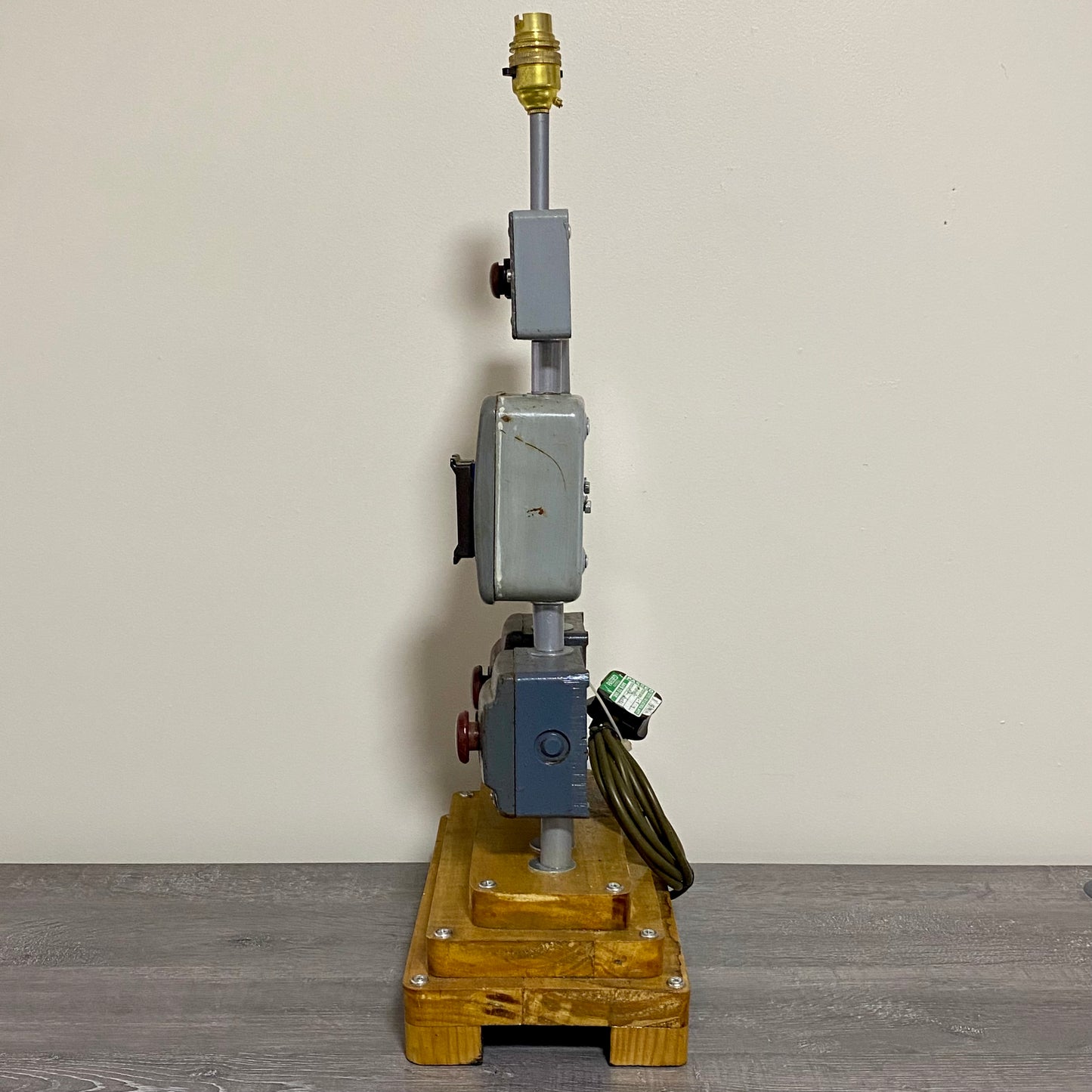 Vintage Electrical Box Steampunk Light Lamp Art Deco Custom Wooden Base Rare