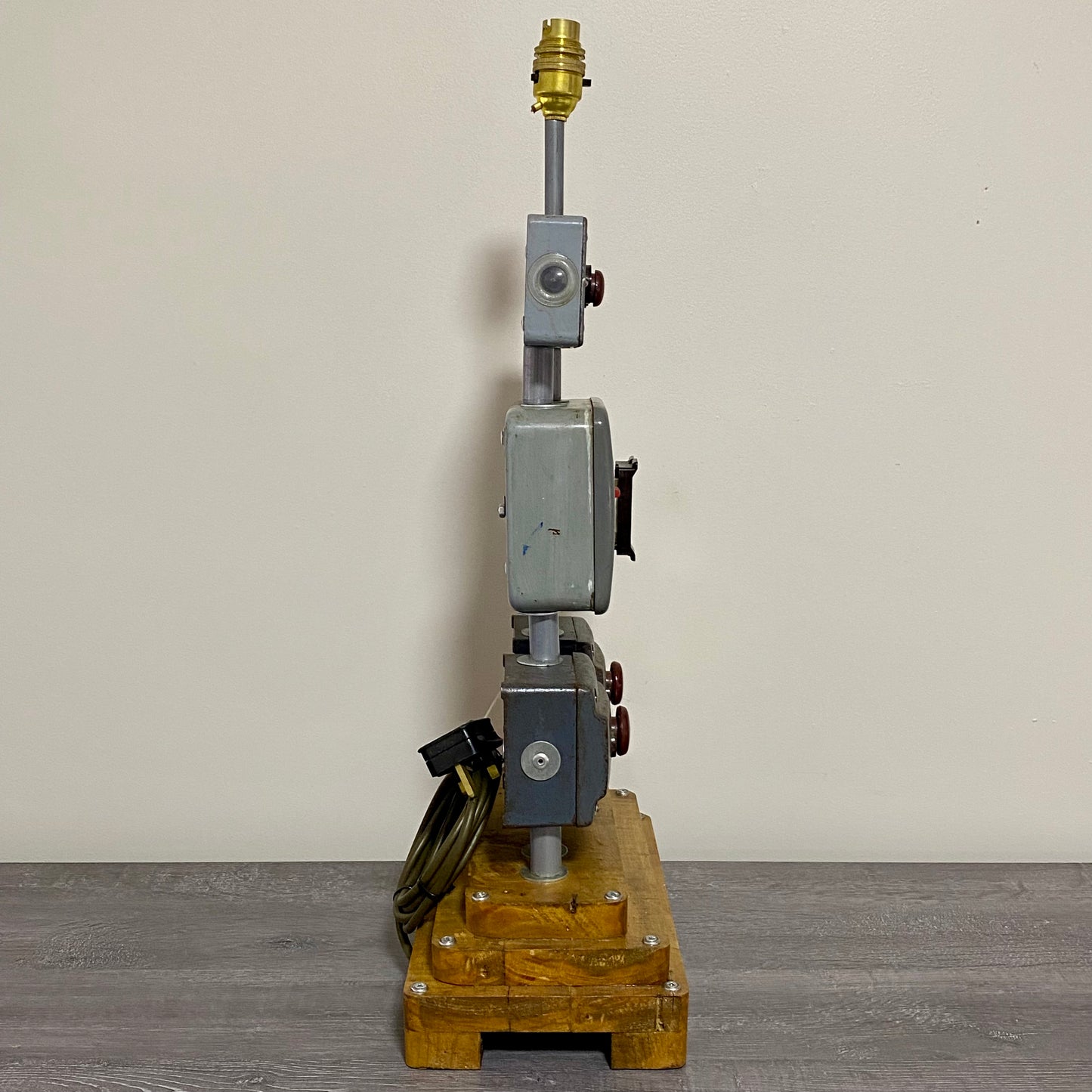 Vintage Electrical Box Steampunk Light Lamp Art Deco Custom Wooden Base Rare