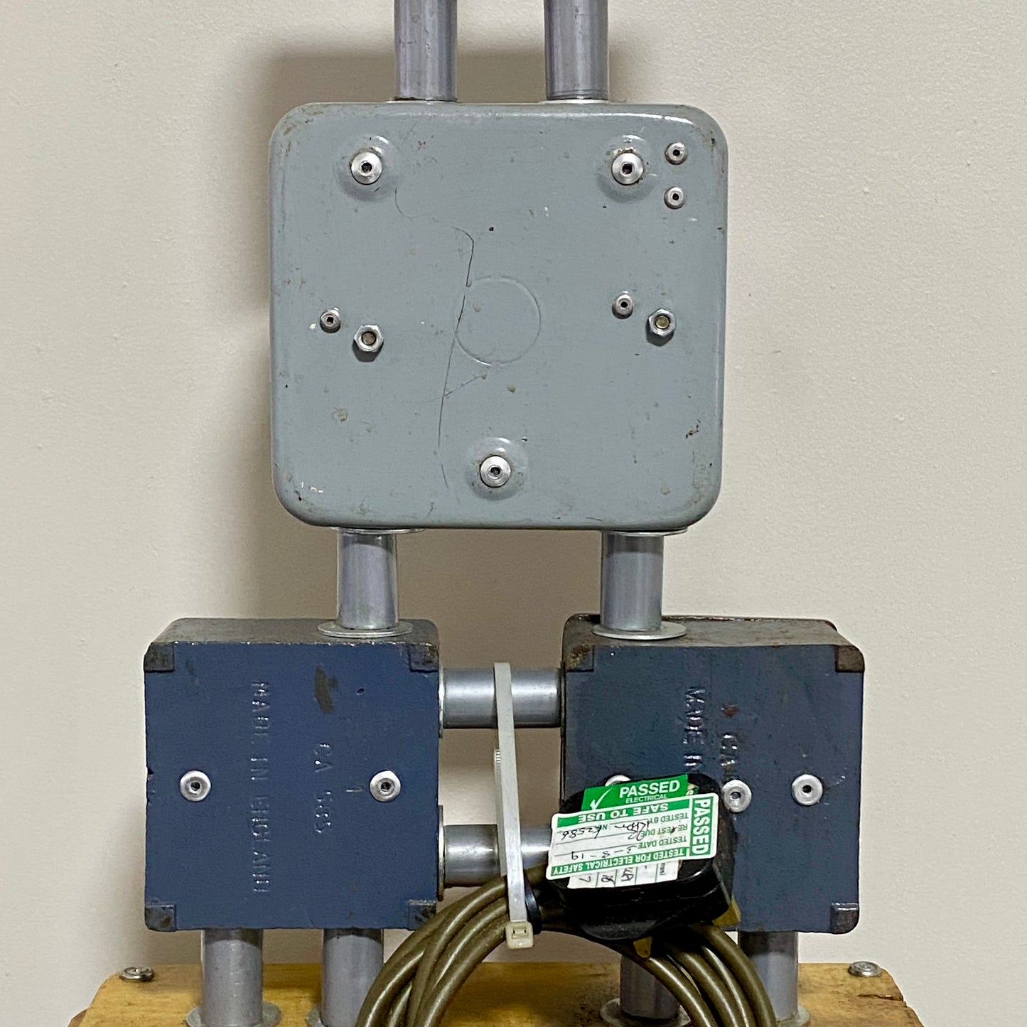 Vintage Electrical Box Steampunk Light Lamp Art Deco Custom Wooden Base Rare