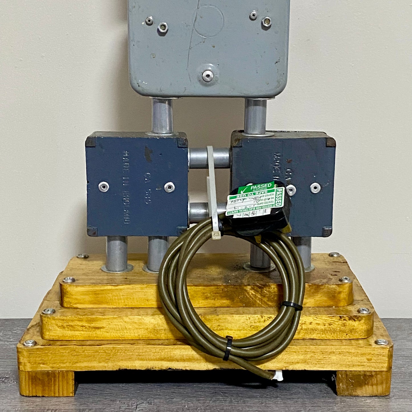 Vintage Electrical Box Steampunk Light Lamp Art Deco Custom Wooden Base Rare