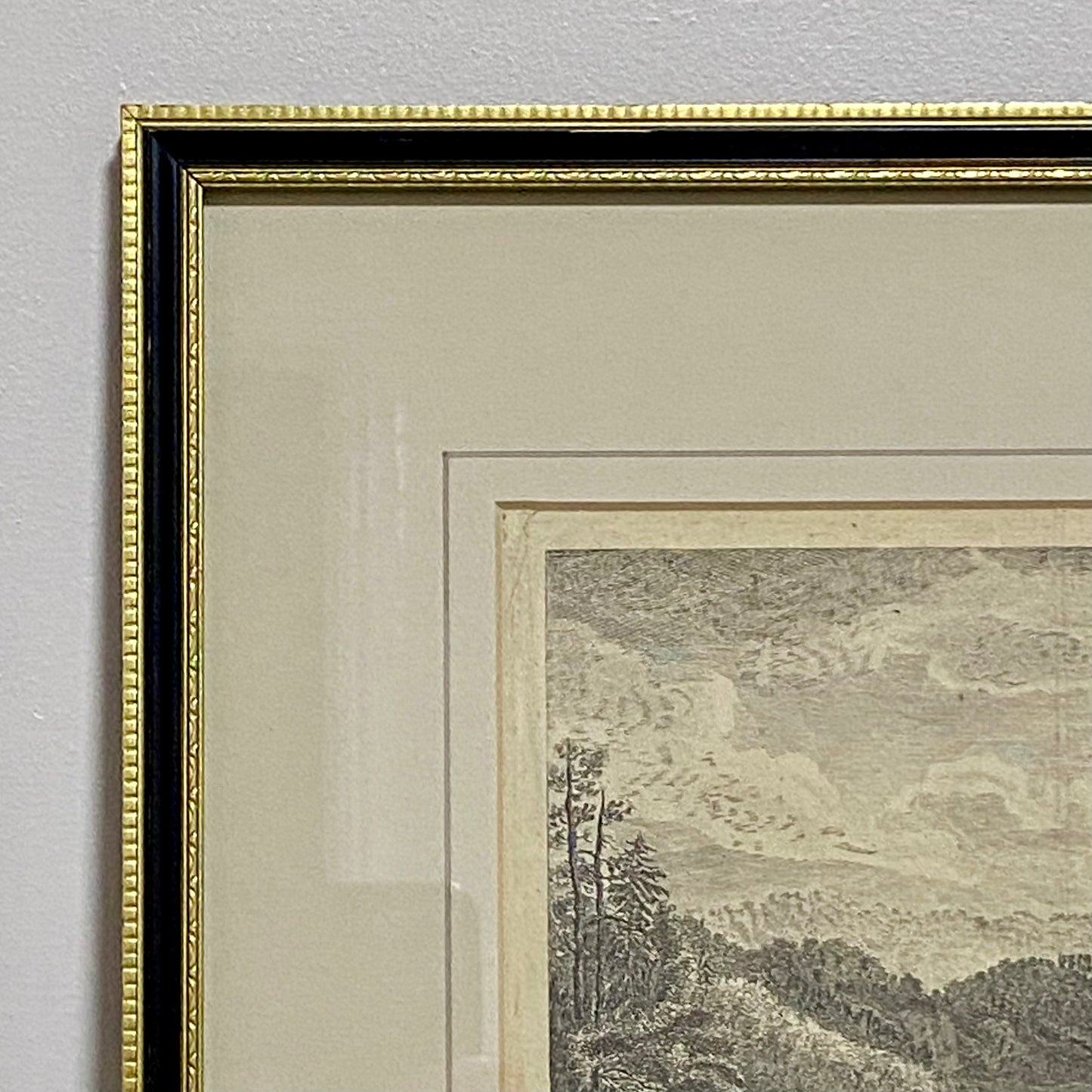 Antique View Of The Bay Of Gaspé In The Government Quebec Framed Original Rare
