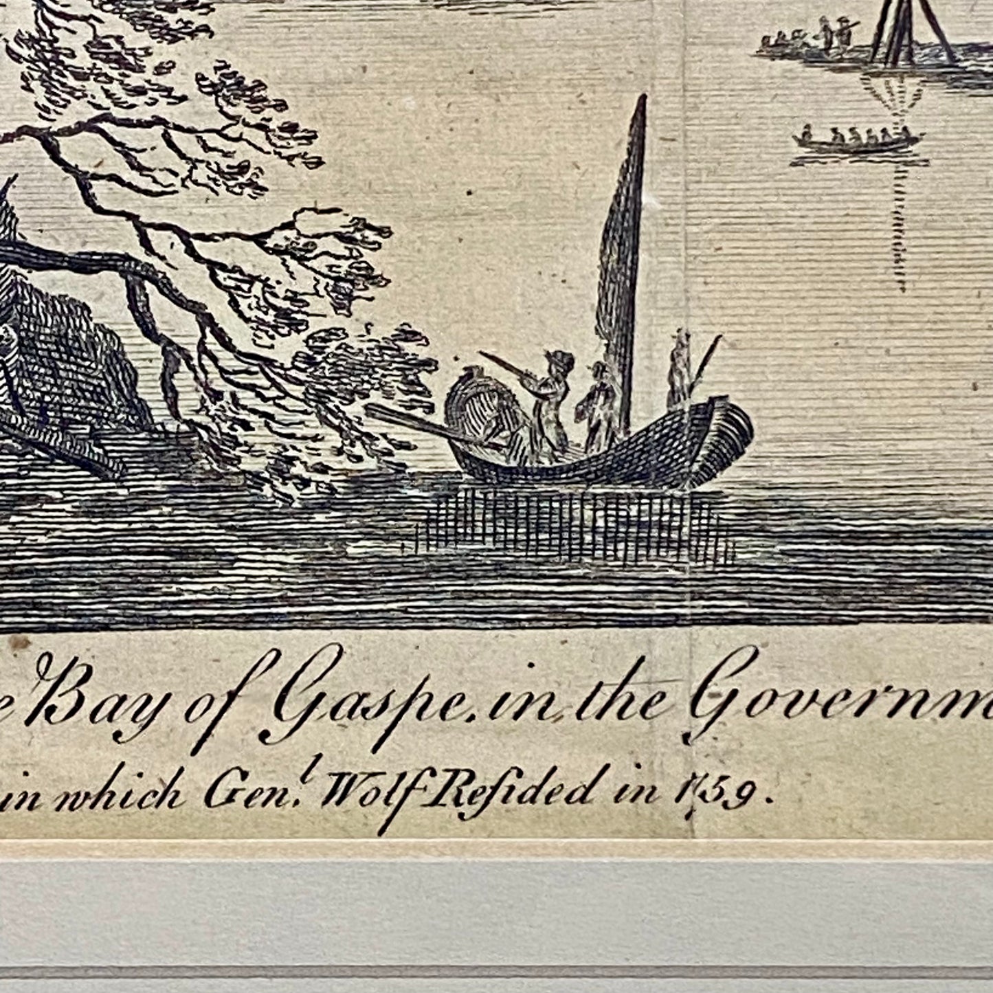 Antique View Of The Bay Of Gaspé In The Government Quebec Framed Original Rare