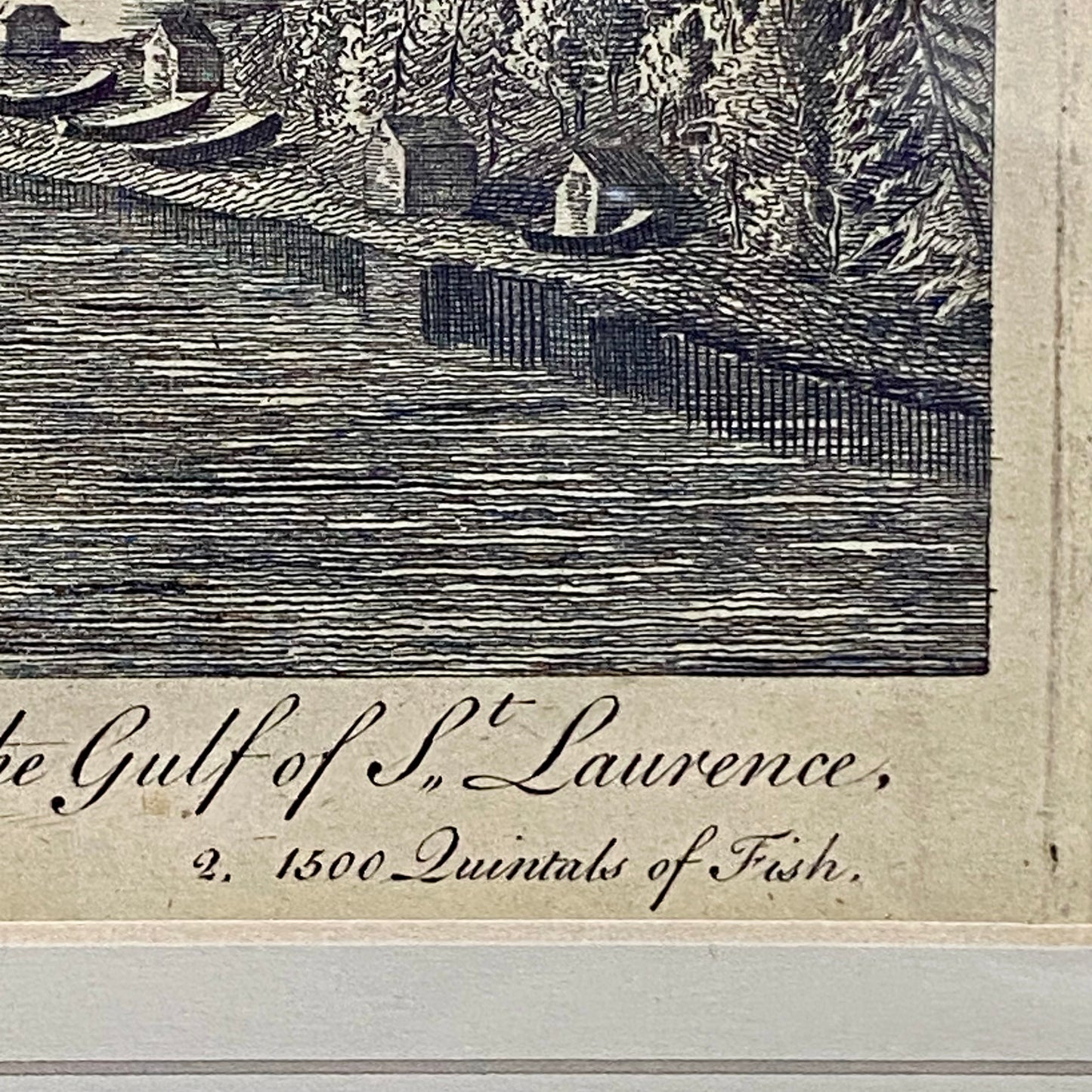 Antique View Of The Bay Of Gaspé In The Government Quebec Framed Original Rare