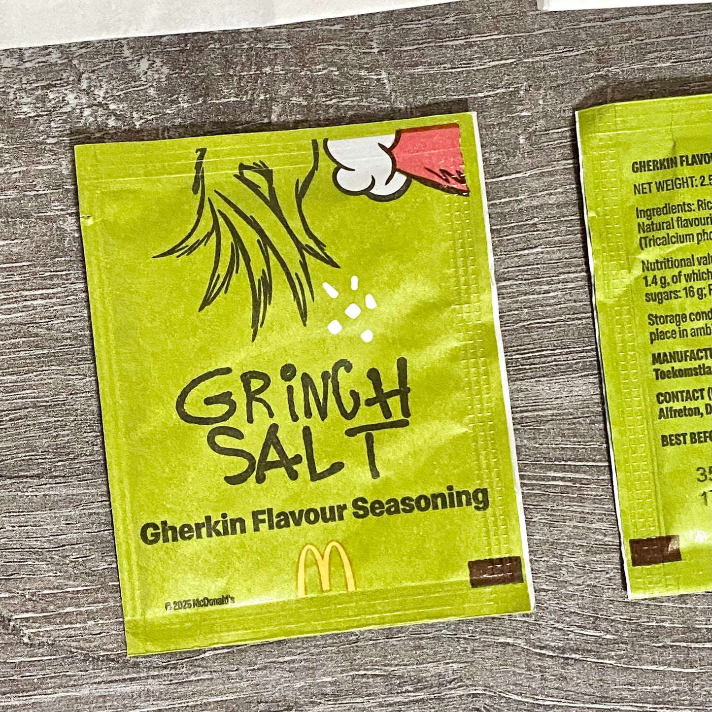 2x McDonald’s Grinch Salt & Shake McShaker Fries Bag Gherkin Flavoured Seasoning